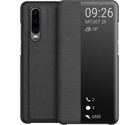 Coque Compatible Pour Huawei P30, Smart View Flip Faux Cuir Coque + Protection Ecran - Noir