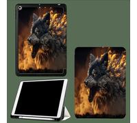 Coque Compatible pour iPad 12.9 Pouces 6/5/4ème Génération (Modèle 2022/2021/2020) avec Porte-Stylo, Housse Coque Intelligent Réveil/Sommeil Automatique,Loup Animal Féroce