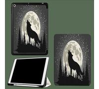 Coque Compatible pour iPad 12.9 Pouces 6/5/4ème Génération (Modèle 2022/2021/2020) avec Porte-Stylo, Housse Coque Intelligent Réveil/Sommeil Automatique,Loup Hurlant Pleine Lune