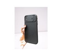 Coque compatible pour Iphone 12 mini, Dos givré[Couvre-Objectif Coulissant]. noir