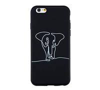 Coque Compatible pour iPhone 5/5s/SE 2016 Silicone Noir Motif Drôle Antichoc Ultra Fine Slim Kawaii Design Étui Bumper TPU Case Cover Housse pour Femme Fille Homme l'éléphant