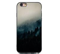 Coque Compatible pour iPhone 5/5s/SE 2016 Silicone Noir Motif Drôle Antichoc Ultra Fine Slim Kawaii Design Étui Bumper TPU Case Cover Kawaii Housse pour Femme Fille Homme Forêt