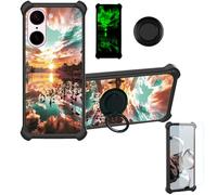 Coque Compatible pour OnePlus Nord Ce5 Cph2717 Cph2719 Coque Étui [avec Trempé 9H Protection D'écran] Case Support de Bague PC + Silicone YGH-FJ
