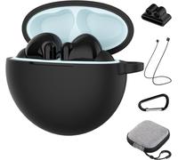 Coque Compatible pour Oppo Enco Buds2, Protection Complète en Silicone avec Mousqueton étui de Protection Noir