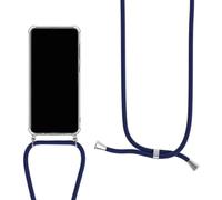 Coque Compatible pour Realme 14 5G/Realme 14T, Housse pour Smartphone à Porter au Cou - Étui à bandoulière Cordon - Lanyard Case Protection Complète, Étui en Silicone Transparent, Bleu foncé