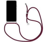 Coque Compatible pour Realme C75 5G, Housse pour Smartphone à Porter au Cou - Étui à bandoulière Cordon - Lanyard Case Protection Complète, Étui en Silicone Transparent, Vin Rouge