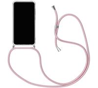 Coque Compatible pour Realme C75 5G, Housse pour Smartphone à Porter au Cou - Étui à bandoulière Cordon - Lanyard Case Protection Complète, Étui en Silicone Transparent, Rose
