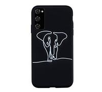 Coque Compatible pour Samsung Galaxy S20 FE/S20 Lite 4G 5G Silicone Noir Motif Drôle Antichoc Ultra Fine Slim Kawaii Design Étui Bumper TPU Case Cover Housse pour Femme Fille Homme l'éléphant