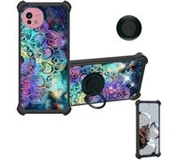 Coque Compatible pour Sharp Aquos Wish5 Sh-M32 A502Sh Sh-52F Coque Étui [avec Trempé 9H Protection D'écran] Case Support de Bague PC + Silicone IMDH-HTT