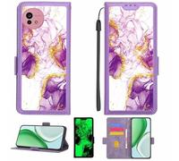 Coque Compatible pour Sharp Aquos Wish5 Sh-M32 A502Sh Sh-52F Coque Étui Housse Case Support [Avec film protecteur HD d'une dureté de 9H] [Blocage RFID][Paillettes dorées + brillantes] LPT-ZDL