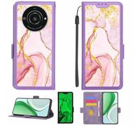 Coque Compatible pour Sharp Leitz Phone 2 5g Td-Lte Jp Lp-02 Coque Étui Housse Case Support [Avec film protecteur HD d'une dureté de 9H] [Blocage RFID][Paillettes dorées + brillantes] LPT-FDL