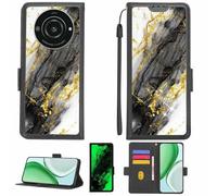 Coque Compatible pour Sharp Leitz Phone 2 5g Td-Lte Jp Lp-02 Coque Étui Housse Case Support [Avec film protecteur HD d'une dureté de 9H] [Blocage RFID][Paillettes dorées + brillantes] LPT-HDL