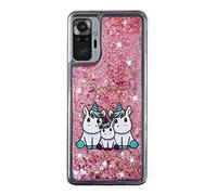 Coque Compatible pour Xiaomi Redmi Note 10 Pro Transparente Silicone Paillettes 3D Motif Antichoc Etui Liquide Transparent Bumper Kawaii Case Housse Femme Fille Homme Licorne 2