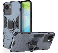 Coque Compatible Realme C30/Narzo 50i Prime - Bumper Pc+Tpu Bleu, Anneau Rotatif 360° Et Protection Anti-Chute Grade Mil-Std 810g