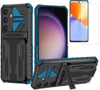 Coque Compatible Samsung Galaxy S24 (Sm¿S921/S921b/Ds) Avec Protecteur D'écran En Verre Trempé - Bleu Jgs¿Bkb