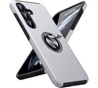 Coque Compatible Samsung Galaxy S25/S24 - Antichoc & Anti-Rayures, Béquille Métallique Pivotante 360°, Tpu+Pc, Argent