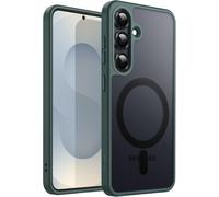 Coque Compatible Samsung Galaxy S25+ / S25 Plus 5g ¿ Magnétique Compatible Magsafe, Dos Translucide Mat Vert Foncé, Hybride Antichoc Tpu+Pc, Bords Surélevés