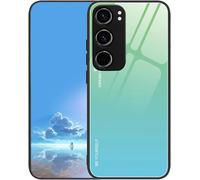 Coque Compatible Vivo Y19s 4g ¿ Dos En Verre Trempé Dégradé Vert, Silicone Tpu Souple, Ultra-Fine Anti-Chocs Et Antirayures, Finition Miroir Élégante