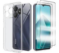 Coque Compatible Wiko T20 - Étui Silicone Tpu Transparent Souple Anti-Chocs Mince + 2 Verres Trempés 9h Anti-Rayures Protection Écran Et Caméra