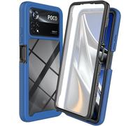 Coque Compatible Xiaomi Poco X4 Pro 5g - Protection 360° Avec Film Protecteur Intégré, Coque Amovible Pc+Tpu Silicone Transparente Antichoc Bleu, Snap-On Ultra-Fine Antidérapante