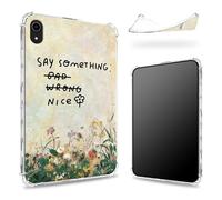 Coque conçue pour iPad 11{^>e<^} génération 2023/iPad 10e génération 2022 11", dos transparent avec inscription « Say Something Nice Flower », coque fine et souple en TPU résistant aux chocs