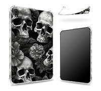 Coque conçue pour iPad Air 5e génération 2022/iPad Air 4e génération 2020 11", dos transparent avec tête de mort sombre, protection des coins en TPU souple et fine, résistante aux chocs