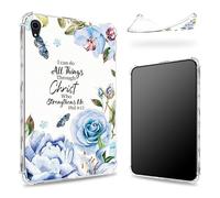 Coque conçue pour iPad Mini 6 8,3" 2021 Mini 6e génération, dos transparent avec bleu bible, protection des coins en TPU souple et fine, résistante aux chocs