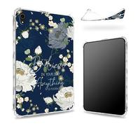 Coque conçue pour iPad Mini 6 8,3" 2021 Mini 6e génération, dos transparent avec citations de la Bible, fleurs et coins en TPU souple et fin, protection des coins antichoc