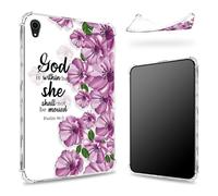 Coque conçue pour iPad Mini 6 8,3" 2021 Mini 6e génération, dos transparent avec fleur violette bible, protection des coins en TPU souple et fine, résistante aux chocs