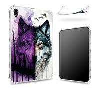 Coque conçue pour iPad Mini 6 8,3" 2021 Mini 6e génération, dos transparent avec loup de la forêt abstrait, coque fine et souple en TPU protection des coins antichoc