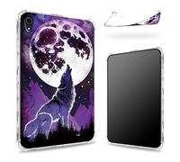 Coque conçue pour iPad Mini 6 8,3" 2021 Mini 6e génération, dos transparent avec lunes de loup, coque fine et souple en TPU résistant aux chocs
