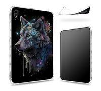 Coque conçue pour iPad Mini 6 8,3" 2021 Mini 6e génération, dos transparent avec motif loup, protection des coins en TPU souple et fine, résistante aux chocs