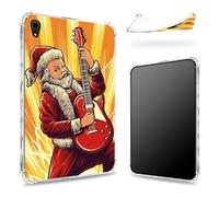 Coque conçue pour iPad Mini 6 8,3" 2021 Mini 6e génération, dos transparent avec Père Noël guitariste, protection des coins en TPU souple et résistante aux chocs