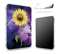 Coque conçue pour iPad Mini 6 8,3" 2021 Mini 6e génération, dos transparent avec tournesol jaune violet galaxie, fine et souple, protection des coins en TPU résistant aux chocs