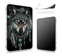 Coque conçue pour iPad Mini 6 8,3" 2021 Mini 6ème génération, dos transparent avec attrape-rêves loup, protection des coins en TPU souple et fine, résistante aux chocs