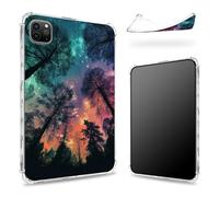 Coque conçue pour iPad Pro 11" (2022/2021/2020), dos transparent avec galaxie forestière, protection des coins en TPU souple et antichoc