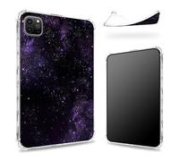 Coque conçue pour iPad Pro 11" (2022/2021/2020), dos transparent avec galaxie violette, protection des coins en TPU souple et fine, résistante aux chocs
