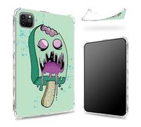Coque conçue pour iPad Pro 12,9" 6e génération 2022/5e génération 2021/4e génération 2020, dos transparent avec crème glacée zombie, protection des coins en TPU souple, résistante aux chocs