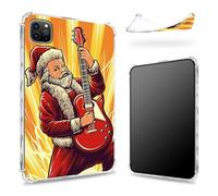 Coque conçue pour iPad Pro 12,9" 6e génération 2022/5e génération 2021/4e génération 2020, dos transparent avec Père Noël guitariste, protection des coins en TPU souple antichoc