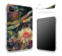 Coque conçue pour iPad Pro 12,9" 6e génération 2022/5e génération 2021/4e génération 2020, dos transparent avec libellule, belle coque fine et souple en TPU résistant aux chocs