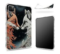 Coque conçue pour iPad Pro 12,9" 6e génération 2022/5e génération 2021/4e génération 2020, dos transparent avec renard Yin-Yang, coque fine et souple en TPU résistant aux chocs