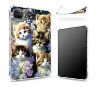 Coque conçue pour iPad Pro 12,9" 6e génération 2022/5e génération 2021/4e génération 2020, dos transparent avec famille de chats, coque fine et souple en TPU résistant aux chocs