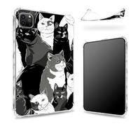Coque conçue pour iPad Pro 12,9" 6e génération 2022/5e génération 2021/4e génération 2020, dos transparent avec chats noirs et blancs, coque de protection fine et souple en TPU résistant aux chocs
