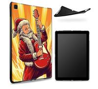 Coque conçue pour Samsung Galaxy Tab A7 Lite 8,7" 2021 (SM-T225/T220/T227), dos en caoutchouc TPU mat avec Père Noël guitariste, coque de protection fine en silicone souple résistant aux chocs