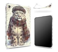 Coque conçue pour Samsung Galaxy Tab A8 10,5" modèle 2022 (SM-X200/X205/X207), dos transparent avec animaux guépard en tenue d'hiver, coque fine et souple en TPU résistant aux chocs