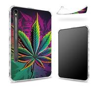 Coque conçue pour Samsung Galaxy Tab S9 FE 5G 11,9" 2023 avec porte-stylo S, dos transparent avec herbe colorée, coque antichoc fine en TPU souple