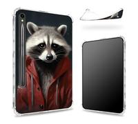 Coque conçue pour Samsung Galaxy Tab S9 FE 5G 11,9" 2023 avec porte-stylo S, dos transparent avec raton laveur, coque fine en TPU souple antichoc