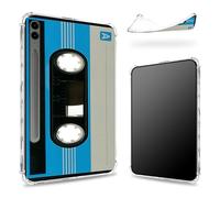 Coque conçue pour Samsung Galaxy Tab S9 FE Plus 5G 12,4" 2023 avec porte-stylo, dos transparent avec cassette bleue, coque fine en TPU souple antichoc