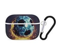 Coque cool ballon de football pour AirPods Pro 2, coque de protection rigide antichoc pour homme et femme, compatible avec Airpod Pro 2e/1ère génération, avec porte-clés - blanc