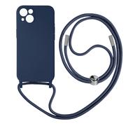 Coque Cordon Apple iPhone 13 Semi-rigide avec Lanière Tour du Cou 80cm bleu